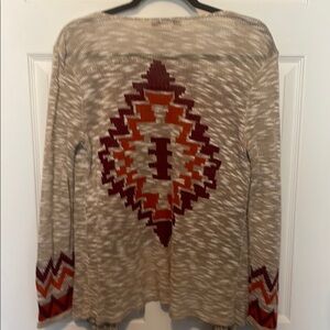 Aztec Patterned Beige Cardigan